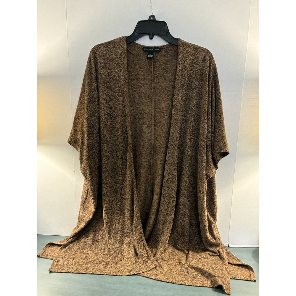 Joan‎ Vass New York Open Front Cardigan L Brown Marled Duster Boho Cozy Layer